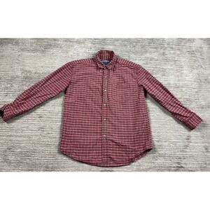 Old College Inn Button Down Mens L Red Plaid Long Sleeve Cotton Casual Shirt